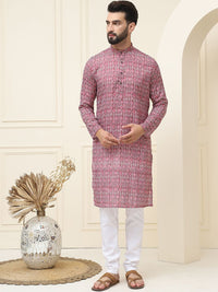 SOJANYA Kurta Kapas Tulen Bercetak Geometrik Biasa Dengan Pijama