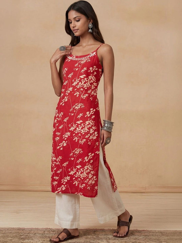 Rumah Wanita Chikankari Floral Printed Chikankari Floral Kurta