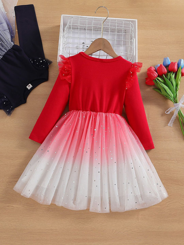 YK Embellished Colourblocked Fit & Flare Dress