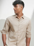 HIGHLANDER Men Comfort Relaxed Fit Vertical Striped Spread Collar Casual Shirt