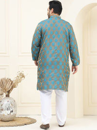 SOJANYA PLUS Plus Size Ethnic Motifs Thread Work Straight Kurta with Pyjamas
