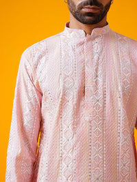 SOJANYA LUXE Motif Etnik Bersulam Labuci Mandarin Kurta Lurus Kolar