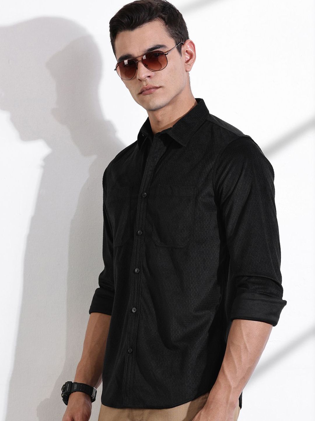 Thomas Scott Men Classic Slim Fit Opaque Casual Shirt