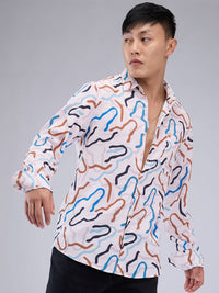 VASTRADO Men Classic Cutaway Collar Abstract Printed Slim Fit Casual Shirt