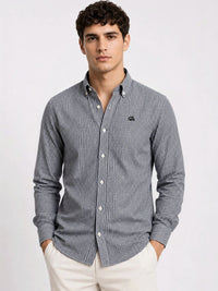 ADRO Men Black & White Mini Checked Regular Fit Casual Cotton Shirt