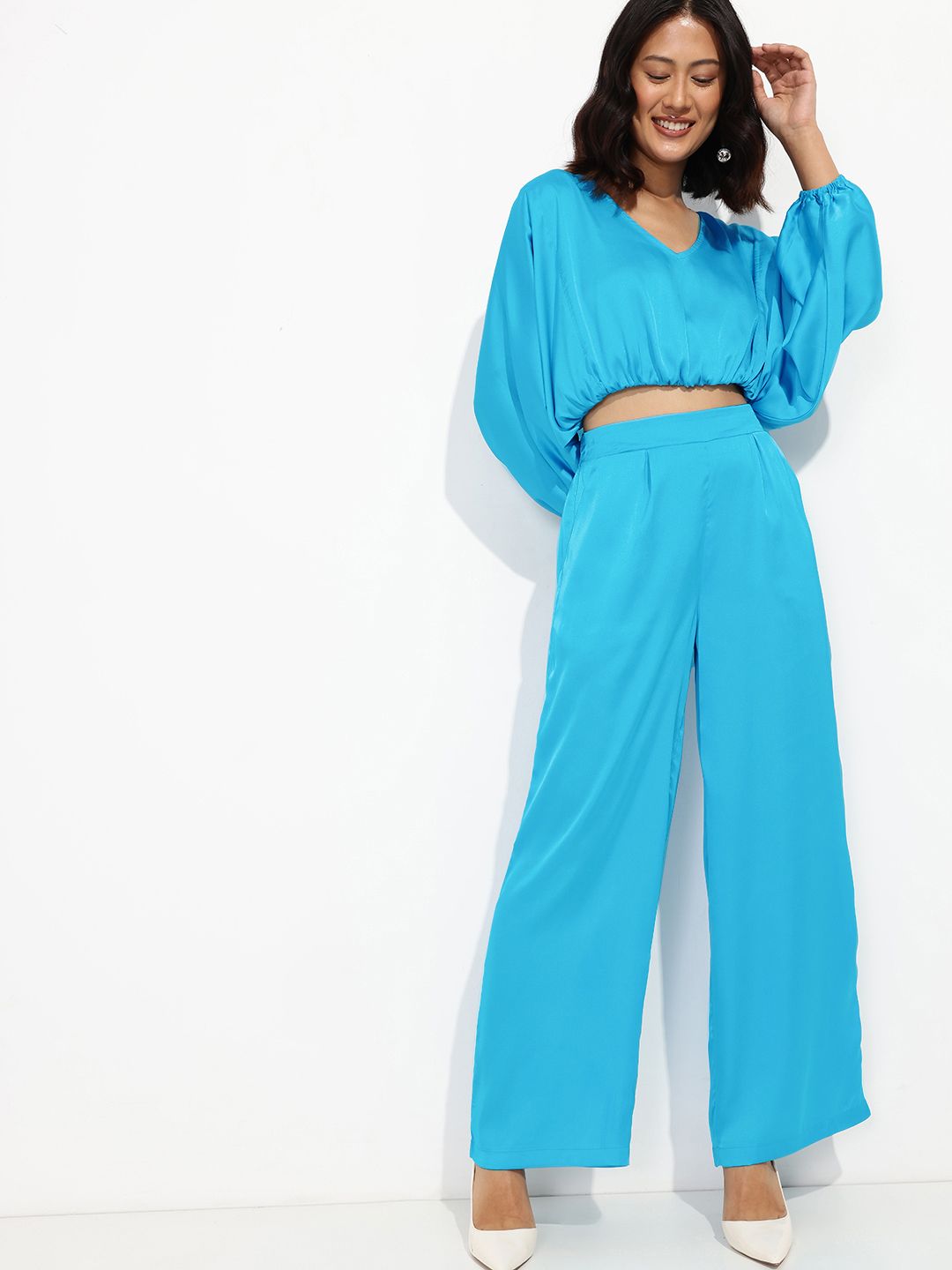 DressBerry Glamour & Opulence Silky Satin Flared Trouser