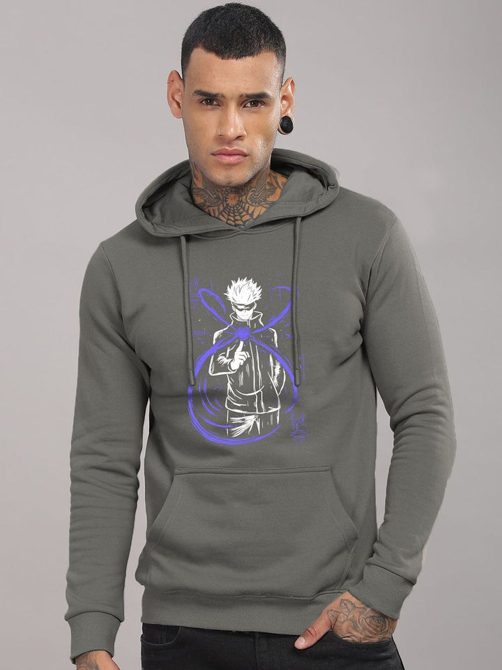 ADRO Men Printed Hooded Pullover Sweatshirt