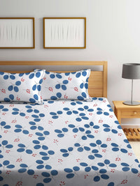 Myntra Elegant Homes Kapas Bunga Putih 300 TC Dilengkapi Cadar King Halus dengan 2 Sarung Bantal-98 x 89 inci