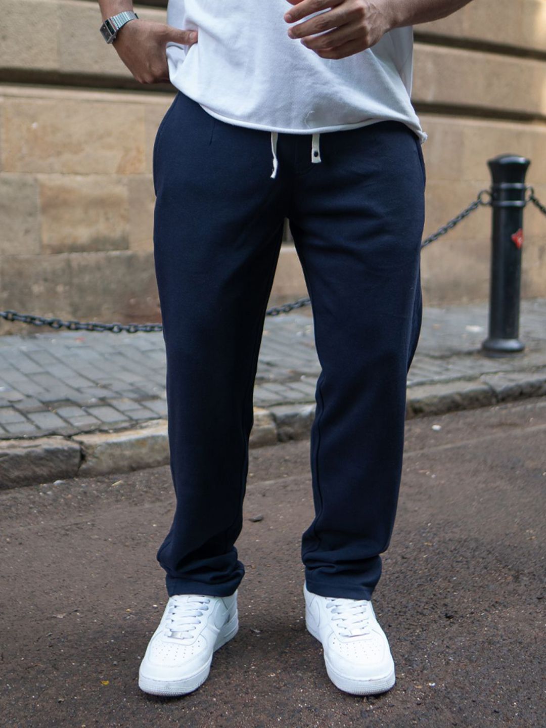 Powerlook Men Mid-Rise Pure Cotton Joggers