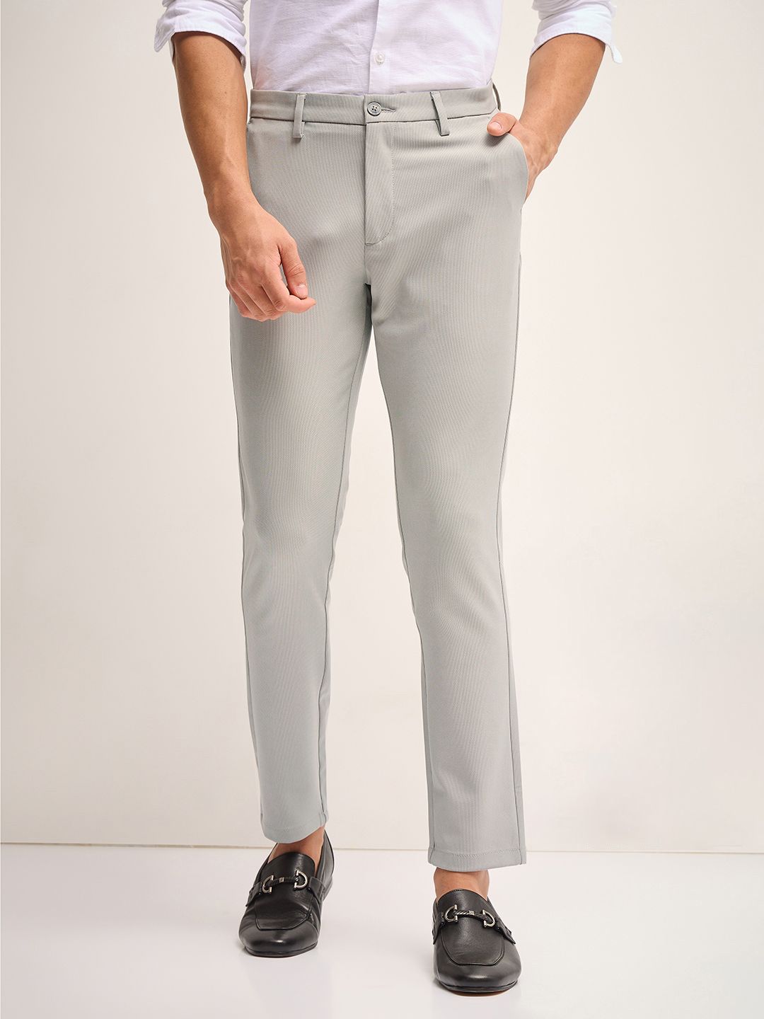 THE BEAR HOUSE Men Mid-Rise Slim Fit Formal Trousers