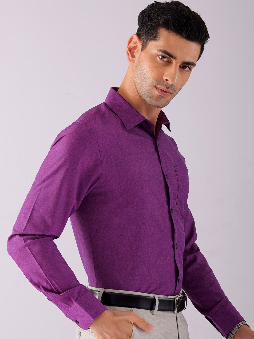 The Indian Garage Co. X Luxe Men Spread Collar Solid Slim Fit Formal Shirt