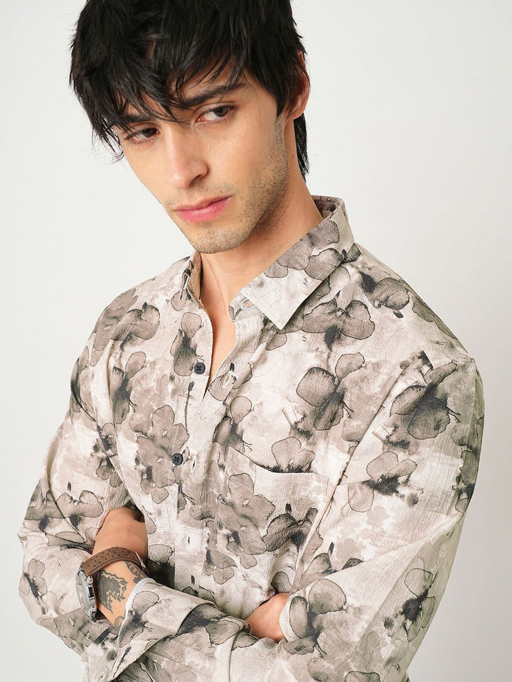 VASTRADO Men Classic Cutaway Collar Floral Printed Slim Fit Casual Shirt