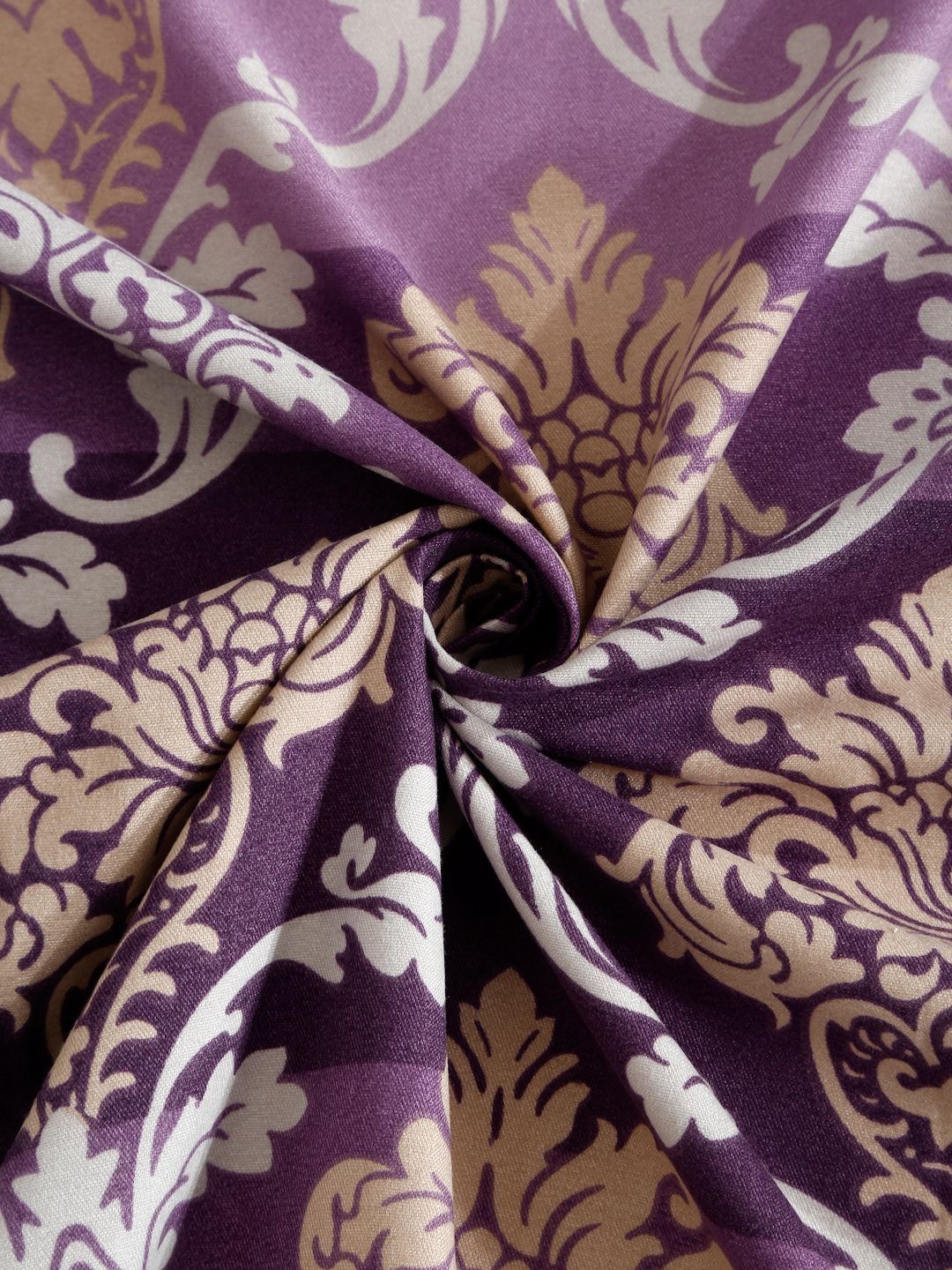 KLOTTHE Purple Ethnic Motifs Polycotton 300 TC King Fine Bedsheet with 2 Pillow Covers-98 x 89 inches