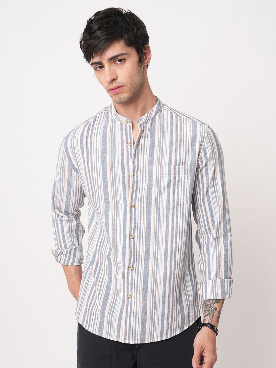 VASTRADO Men Classic Slim Fit Striped Casual Shirt