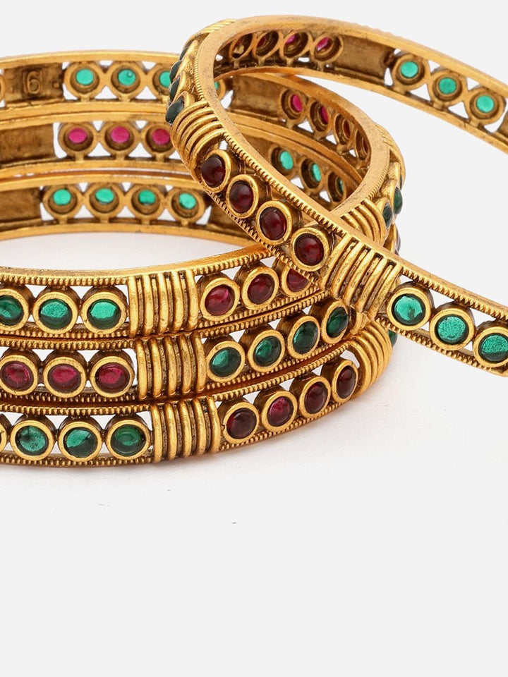 PANASH- Set 4 Gelang Antik Buatan Tangan Bersalut Emas 24 CT
