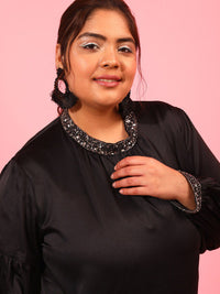 CURVY STREET Round Neck Sequined Regular Top
