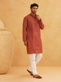 SOJANYA Kolar Jalur Motif Etnik Kurta Linen Kapas Bercetak dengan Piyama
