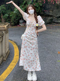 DressBerry Women Floral Print Puff Sleeves Fit & Flare Maxi Dress