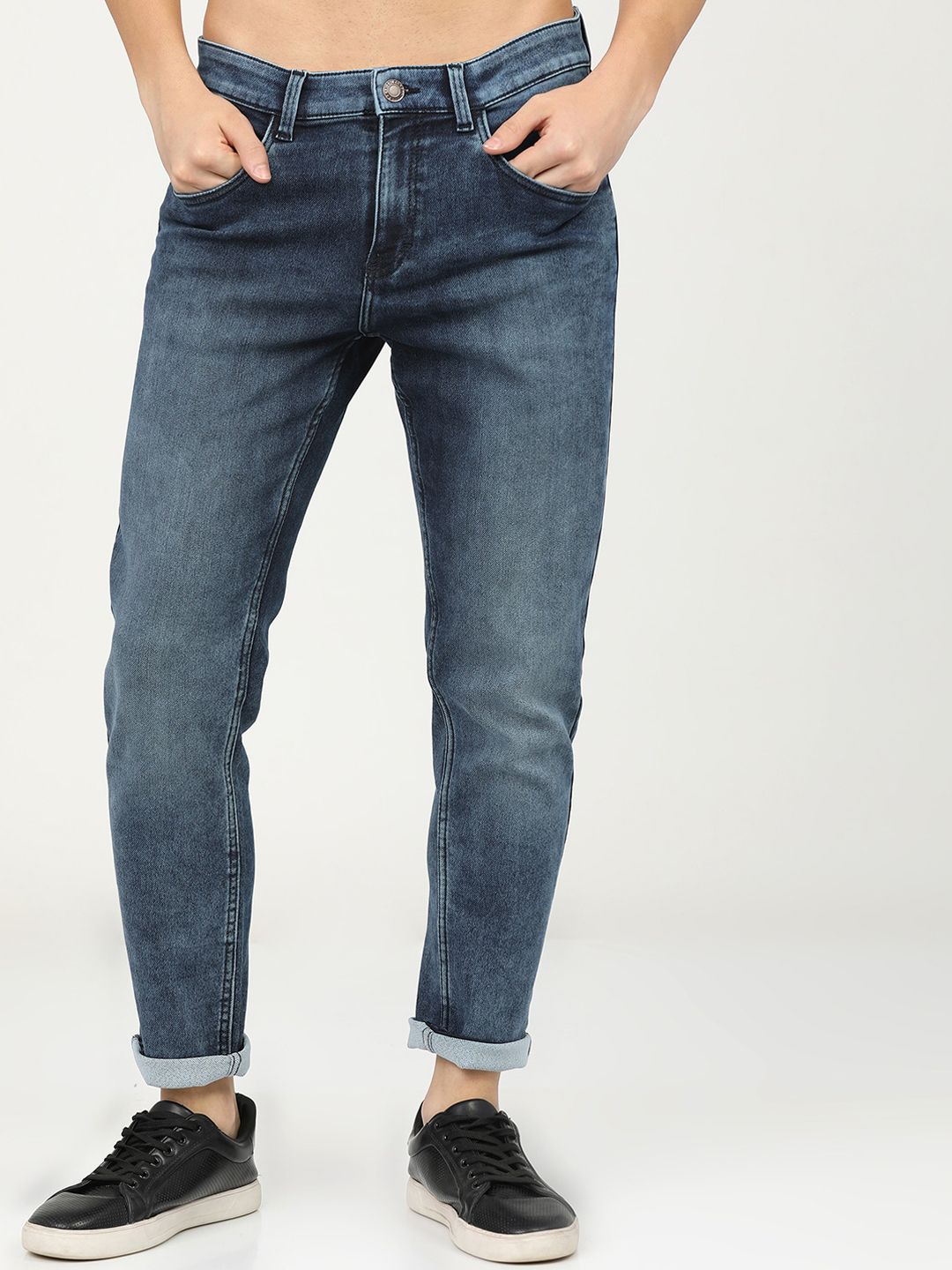 HIGHLANDER Men Blue Tapered Fit Heavy Fade Stretchable Jeans