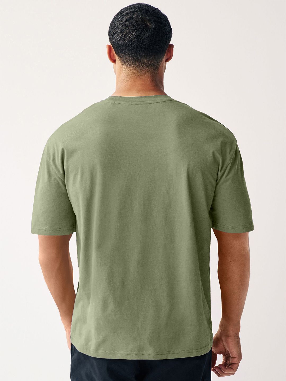 Urbano Fashion Men Solid Round Neck Cotton Oversized T-shirt