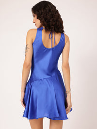 DressBerry Nostalgia Nights Box Pleats Satin Drop-Waist Mini Dress