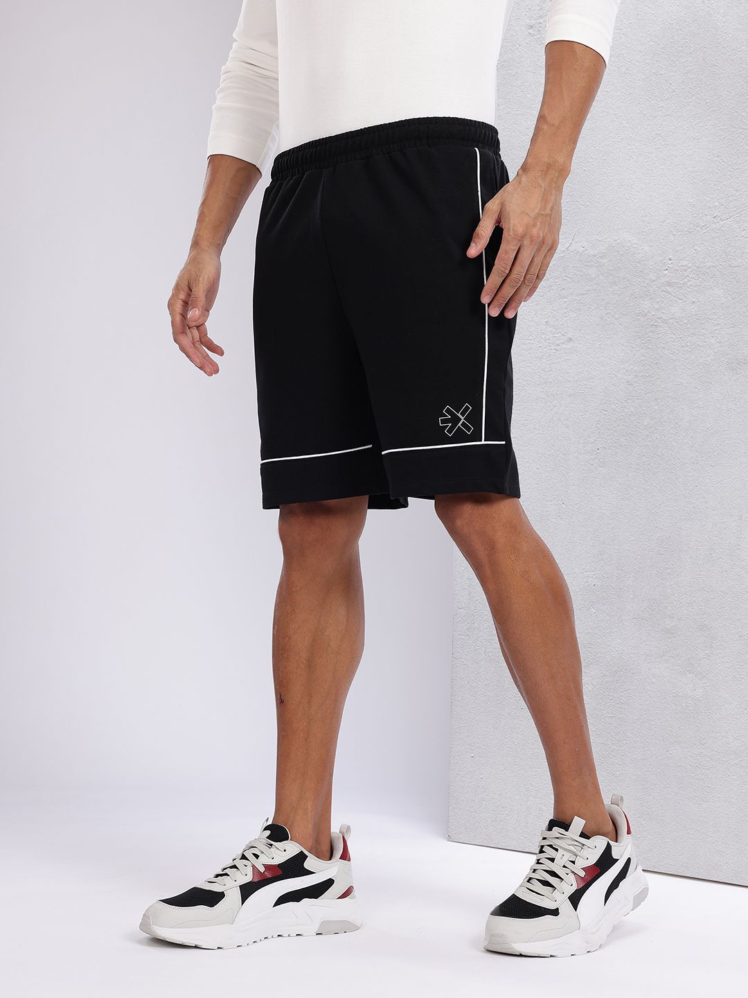 HRX by Hrithik Roshan Men Mid-Rise Lifestyle Shorts with Contrast Piping