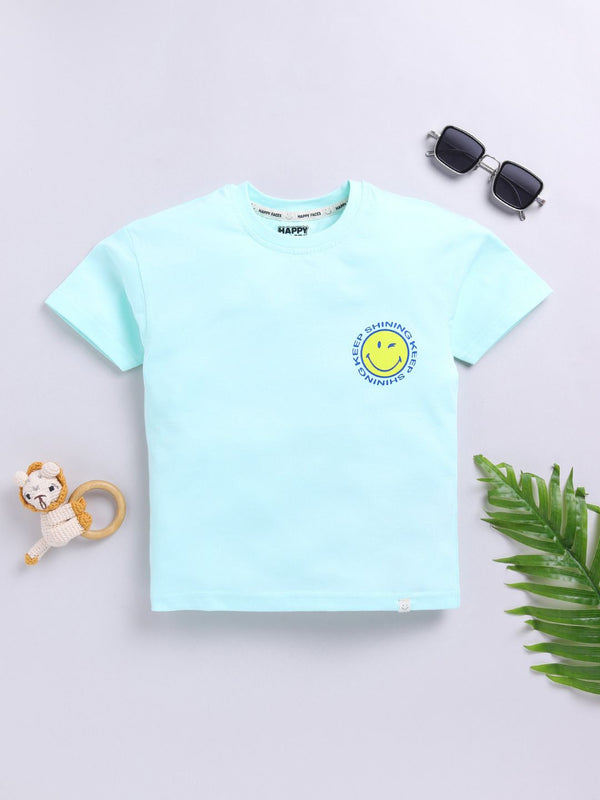 Happy Faces Boys dicetak T-Shirt Kapas Murni