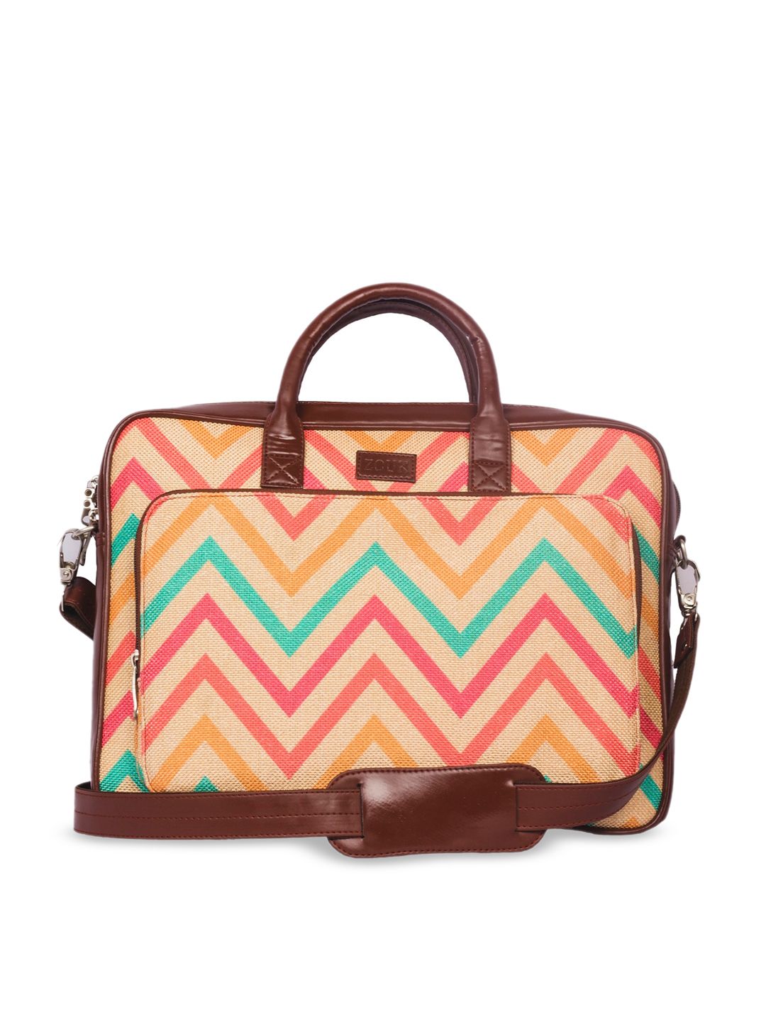 ZOUK Unisex Multicoloured Printed Vegan Leather 16 Inch  Laptop Bag