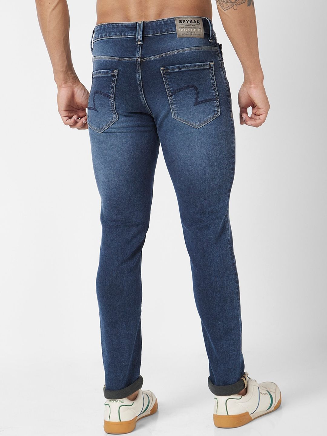 SPYKAR Men Skinny Fit Low-Rise Heavy Fade Stretchable Jeans