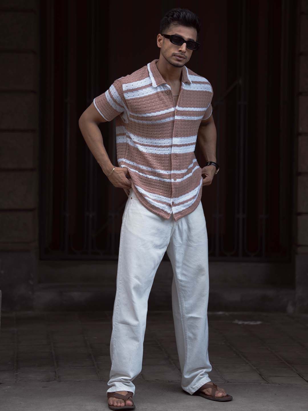 Powerlook Men Striped Spread Collar India Slim Casual Shirt