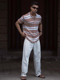 Powerlook Men Striped Spread Collar India Slim Casual Shirt