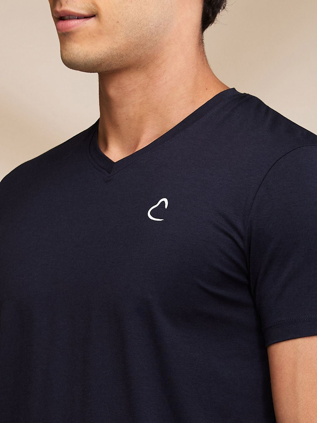 Being Human Men Solid V-Neck Cotton Slim Fit T-shirt