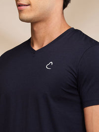 Being Human Men Solid V-Neck Cotton Slim Fit T-shirt