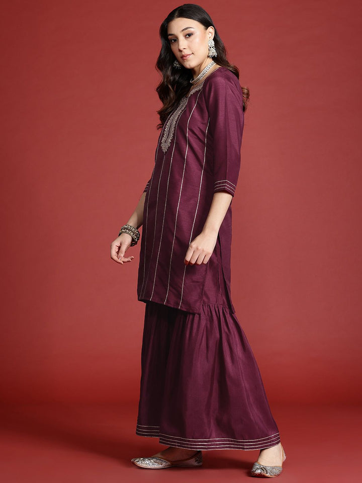 Anouk Women Embroidered Zari Kurta with Sharara & Dupatta