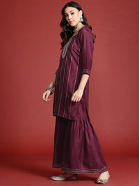Anouk Women Embroidered Zari Kurta with Sharara & Dupatta