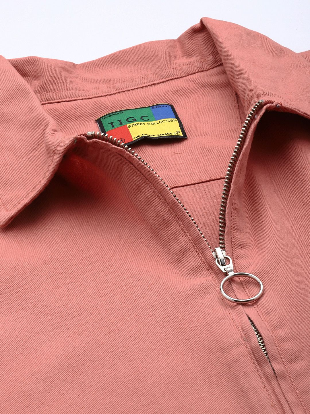 The Indian Garage Co Pure Cotton Half Zipper Oversized Casual Shirt
