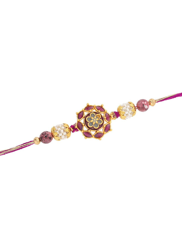 Voylla Regal Bloom Stone Floral Thread Rakhi
