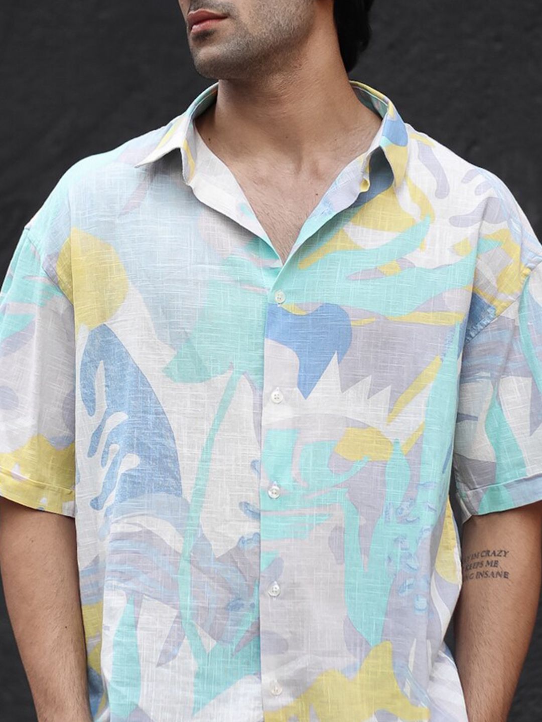 Powerlook Men Abstract Printed Oversized Casual Shirt