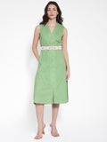 Rareism v Linen Linen A-Line Midi Dress