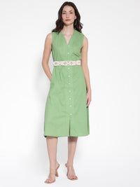 Rareism v Linen Linen A-Line Midi Dress