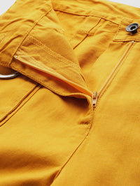 STREET 9 Women Mustard Yellow Regular Fit Solid Cargos