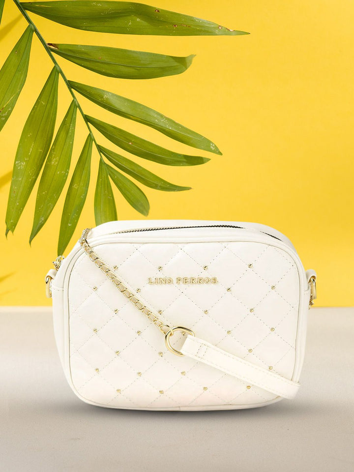 Lino Perros Women White Quilted Sling Bag