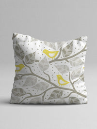 STITCHNEST White & Yellow Set of 5 Floral Square Cushion Covers