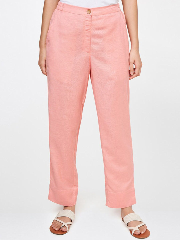 Global Desi Women Pink Straight Fit Trouser