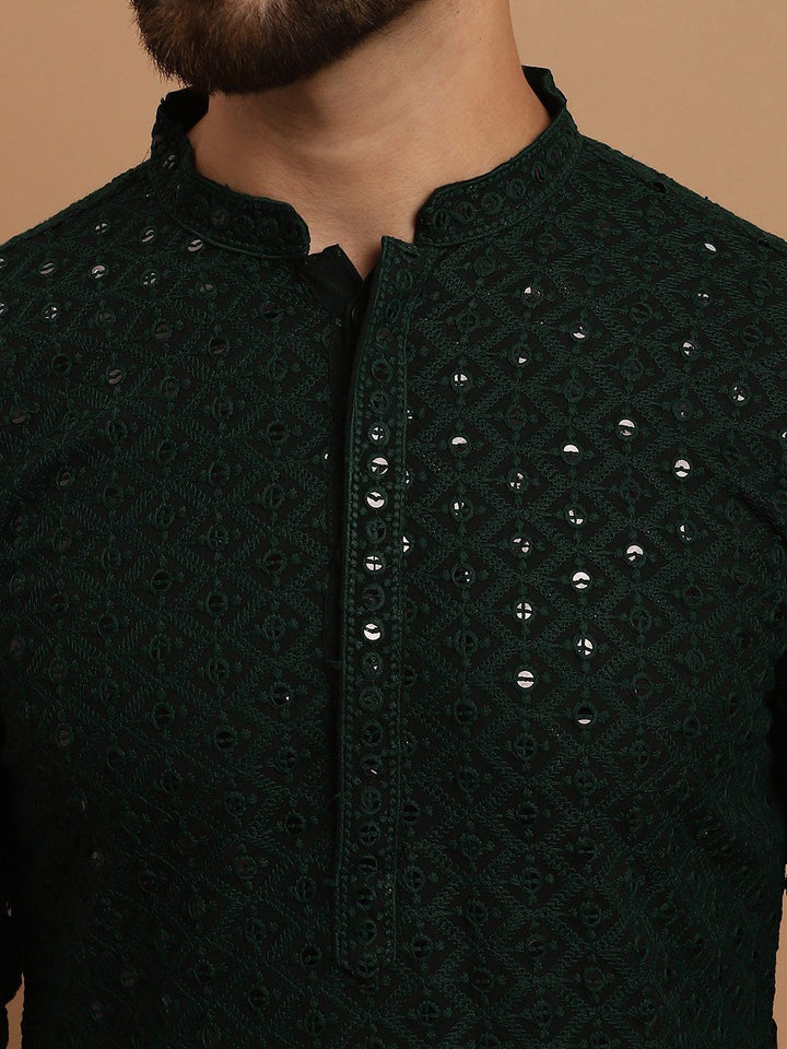 SOJANYA Embroidered Pure Cotton Kurta & Pyjamas with Nehru jacket