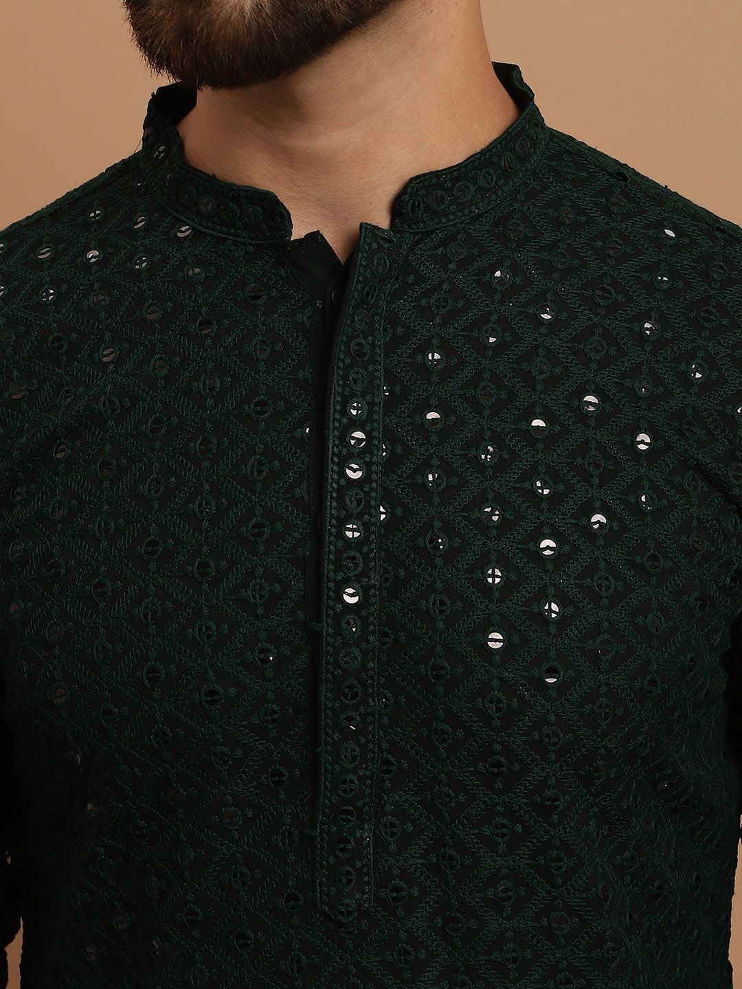 SOJANYA Embroidered Pure Cotton Kurta & Pyjamas with Nehru jacket