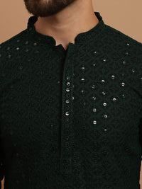 SOJANYA Embroidered Pure Cotton Kurta & Pyjamas with Nehru jacket