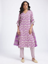 Anouk Women Indie Floral Printed Kurta with Trousers & Dupatta
