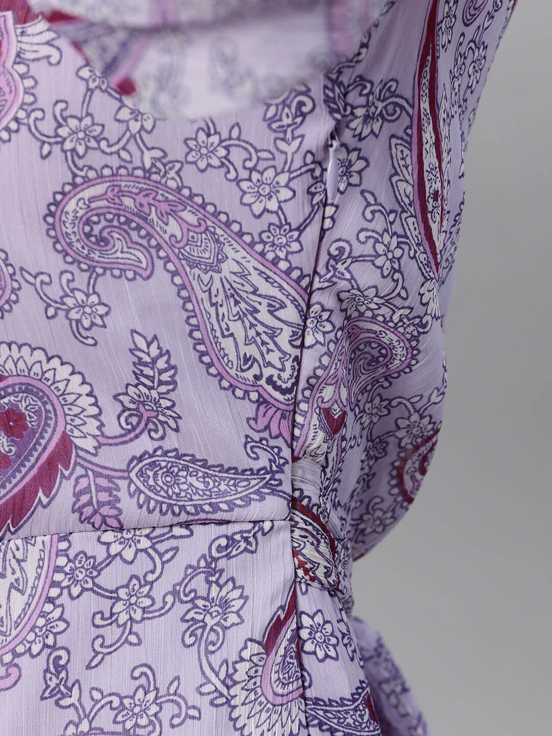 STREET 9 Lavender & Maroon Ethnic Motifs Chiffon Maxi Dress
