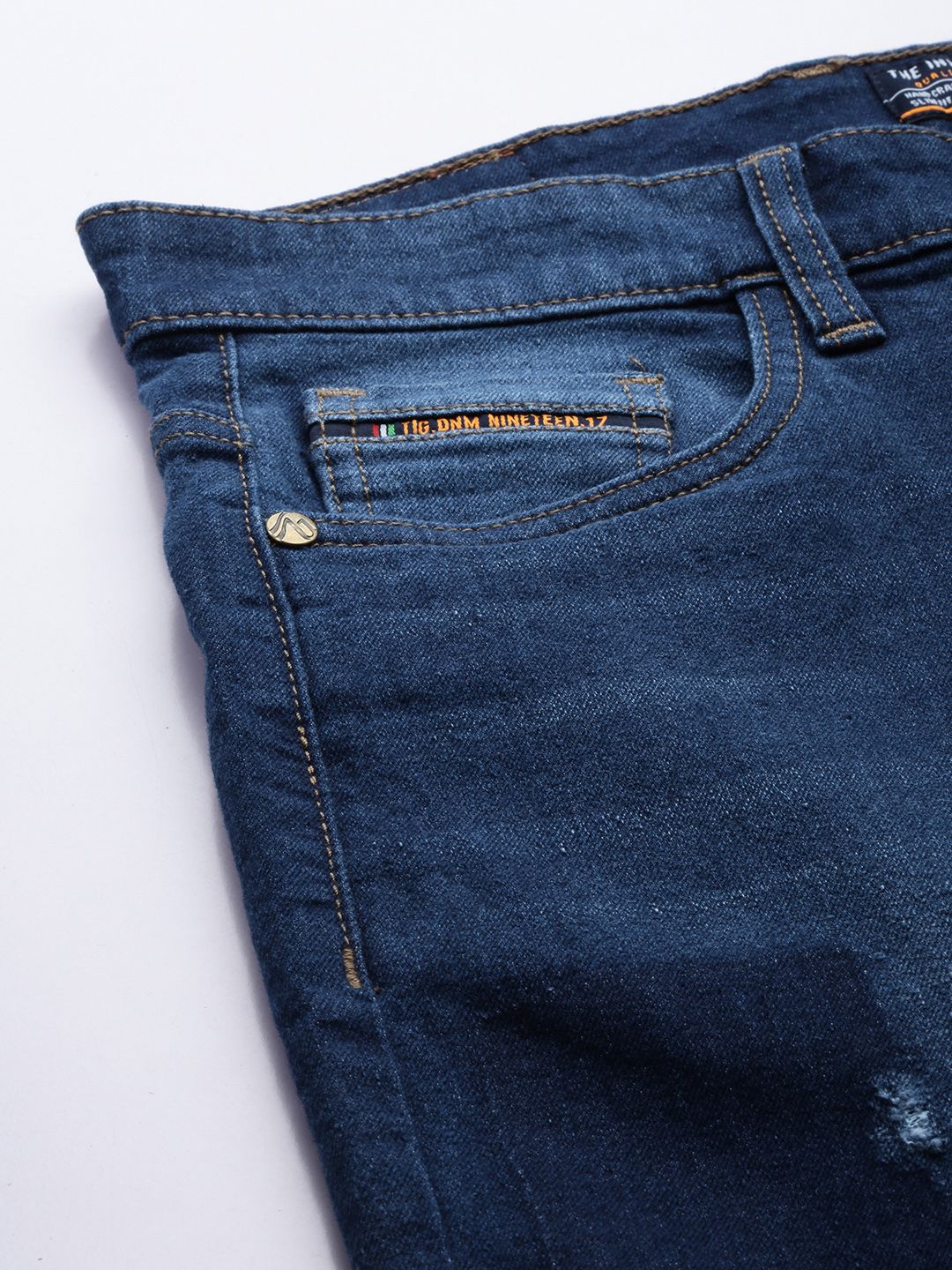 The Indian Garage Co Men Blue Mildly Distressed Light Fade Stretchable Jeans